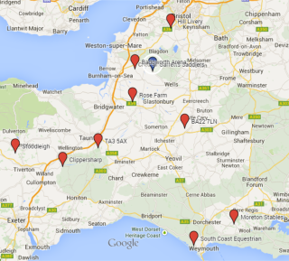 A map showing the locations of our Saddle Clinics